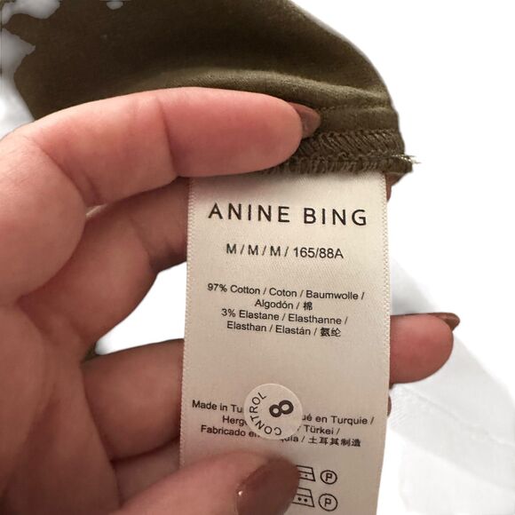 ANINE BING Simon Buttoned Shirt‎ Army Green NWT Medium - Picture 6 of 6